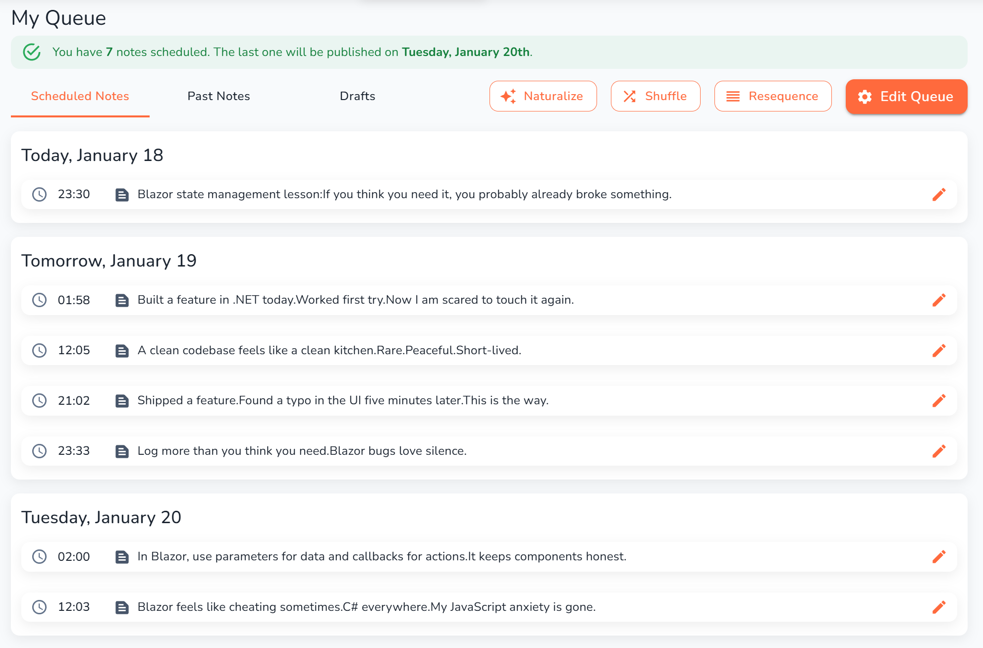 StackBuddy Queue View